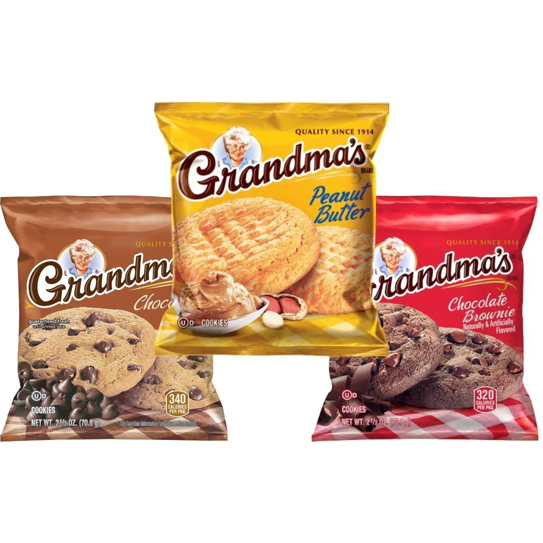3 Grandma's, tre biscotti Grandma's in vari gusti da 70g