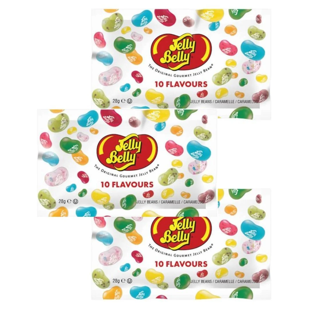3 Jelly Belly, tre confezioni di caramelle alla frutta Jelly Belly da 28g
