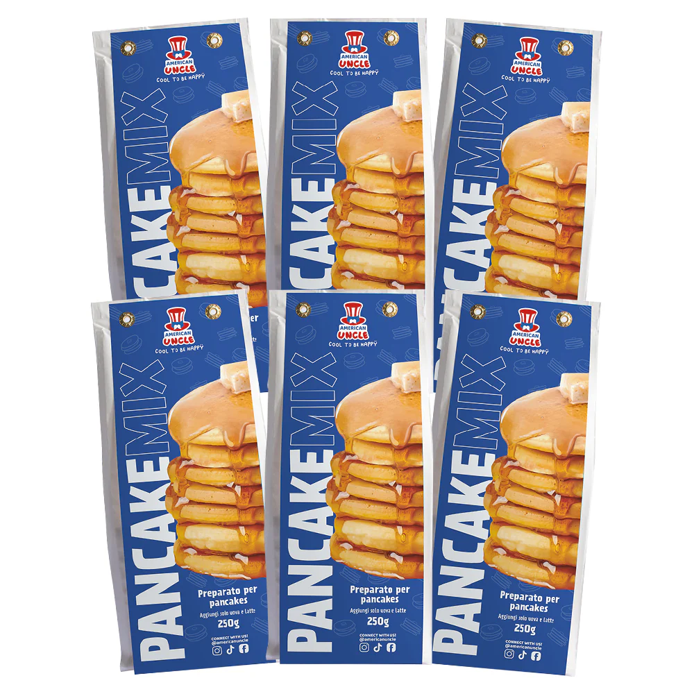 6x American Uncle Preparato per Pancakes, 6 preparati per 10 pancakes l'uno da 250g