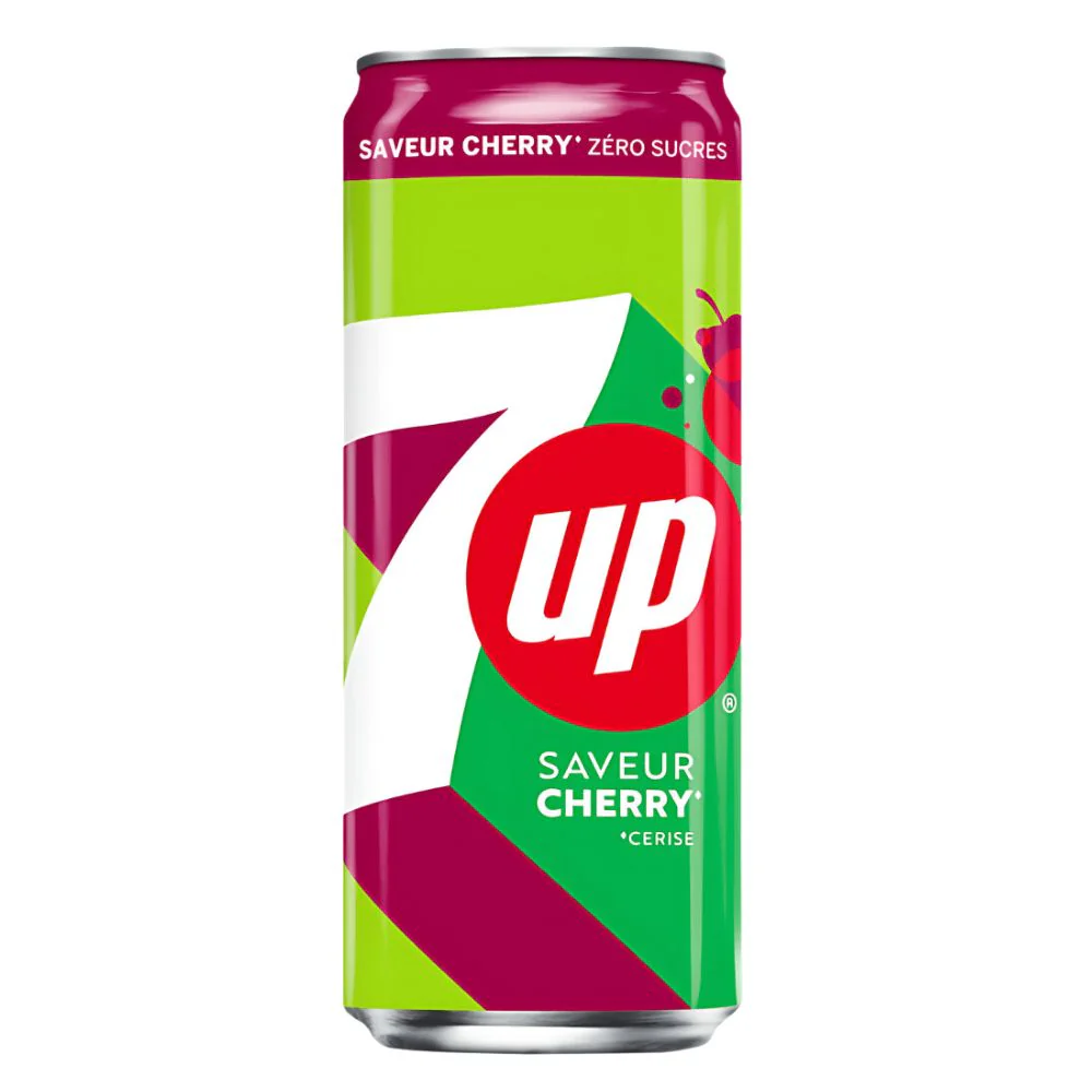 7 Up Cherry Zero Sugar, bevanda al gusto di ciliegia senza zucchero da 330 ml