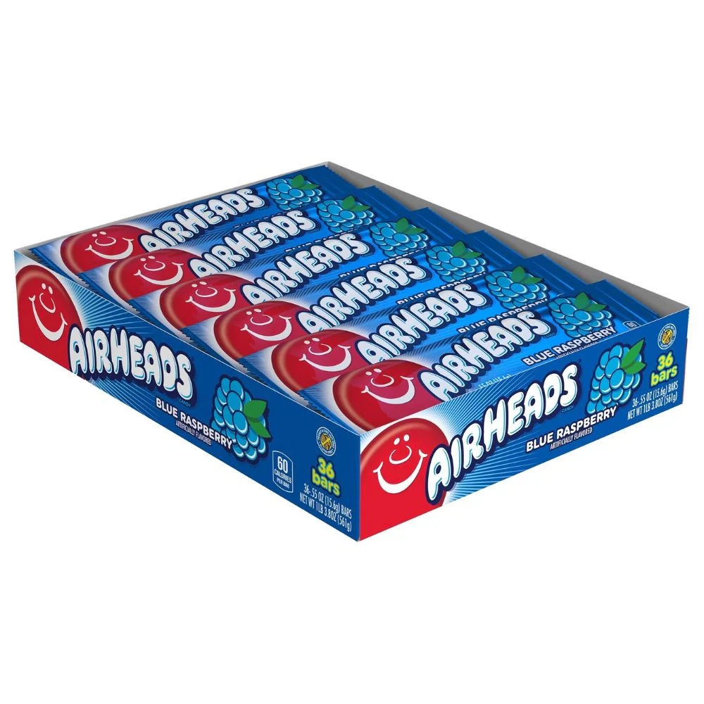 Airheads Blue Raspberry, caramella al mirtillo da 16g (confezione da 36)