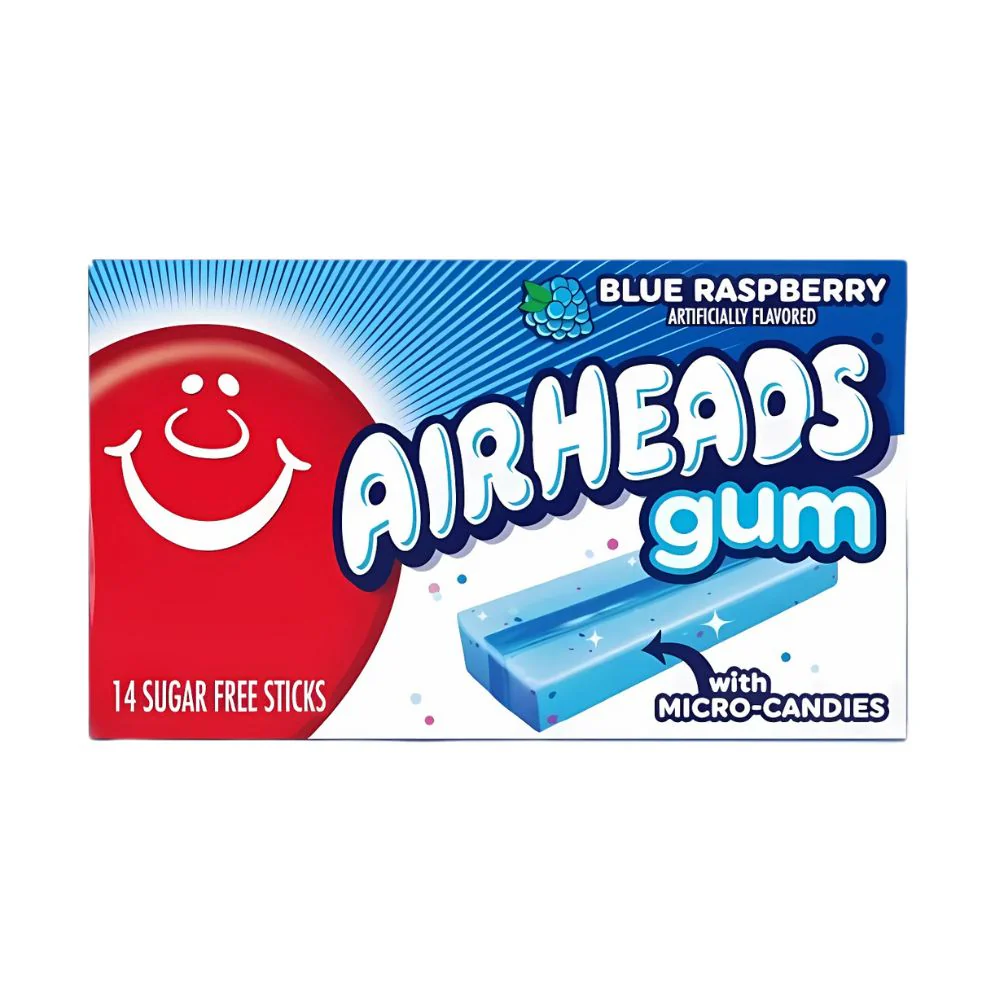 Airheads Gum Blue Raspberry Gum, gomme da masticare al gusto di lampone blu da 35g