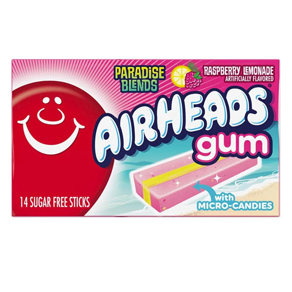 Airheads Gum Raspberry Lemonade, gomme da masticare al gusto di limonata al lampone 14 pezzi