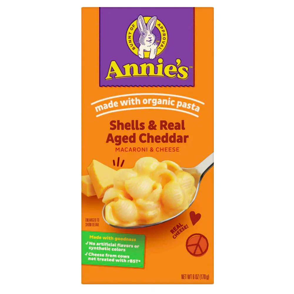 Annie's Mac & Cheese Shells Aged Cheddar, pasta al formaggio da 170g