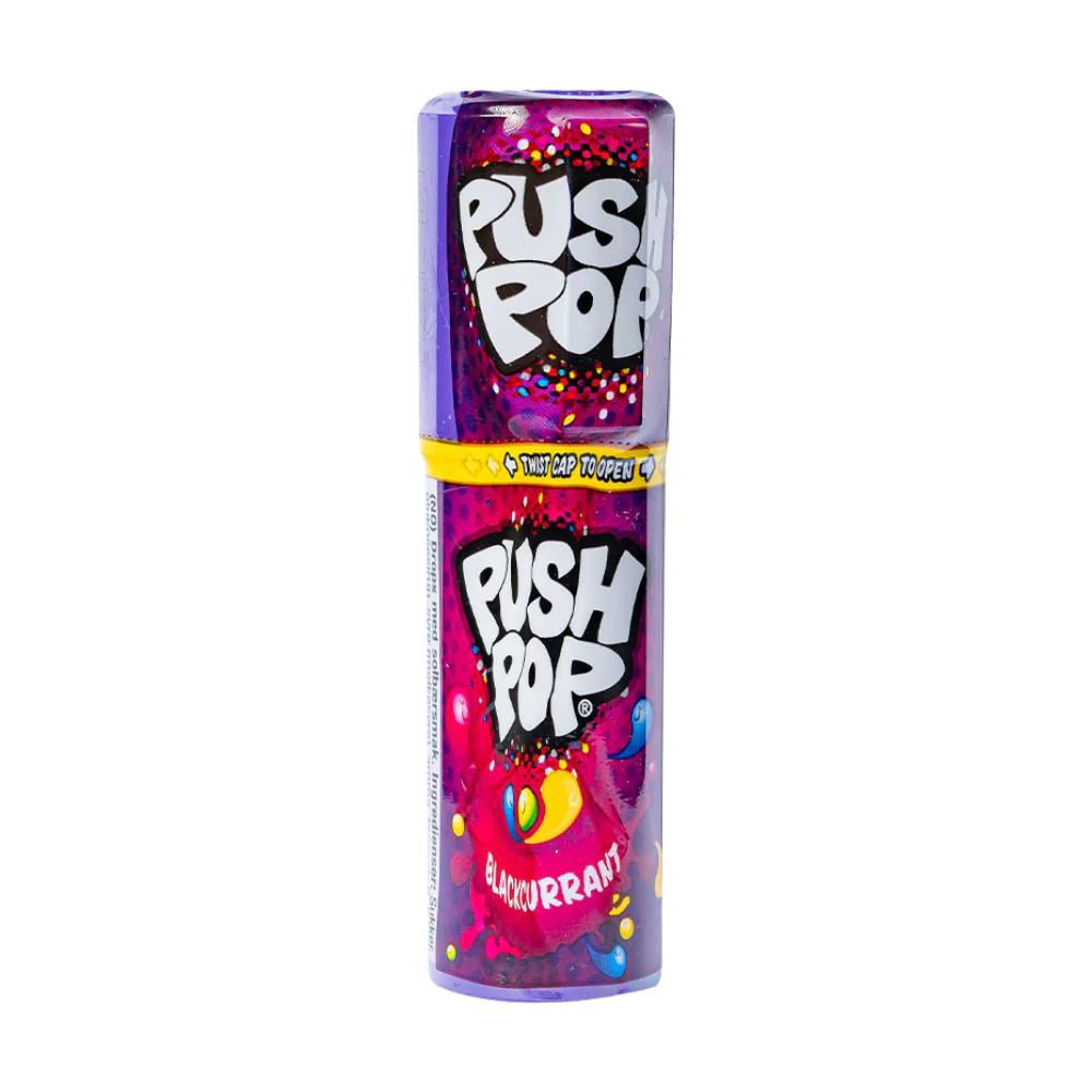 Bazooka Push Pop Blackcurrant, caramella al gusto di ribes nero da 15g