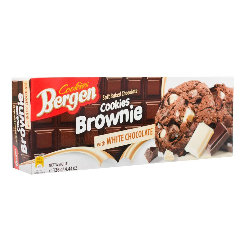 Bergen Cookies Brownie with White Chocolate, biscotti al brownie con cioccolato bianco da 126g