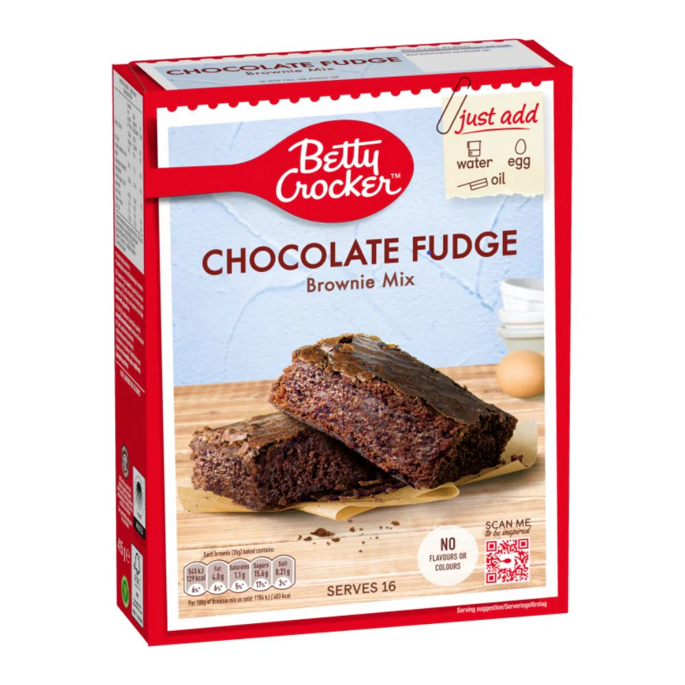 Betty Crocker Chocolate Fudge Brownie Mix, preparato per brownie al cioccolato fondente da 415g