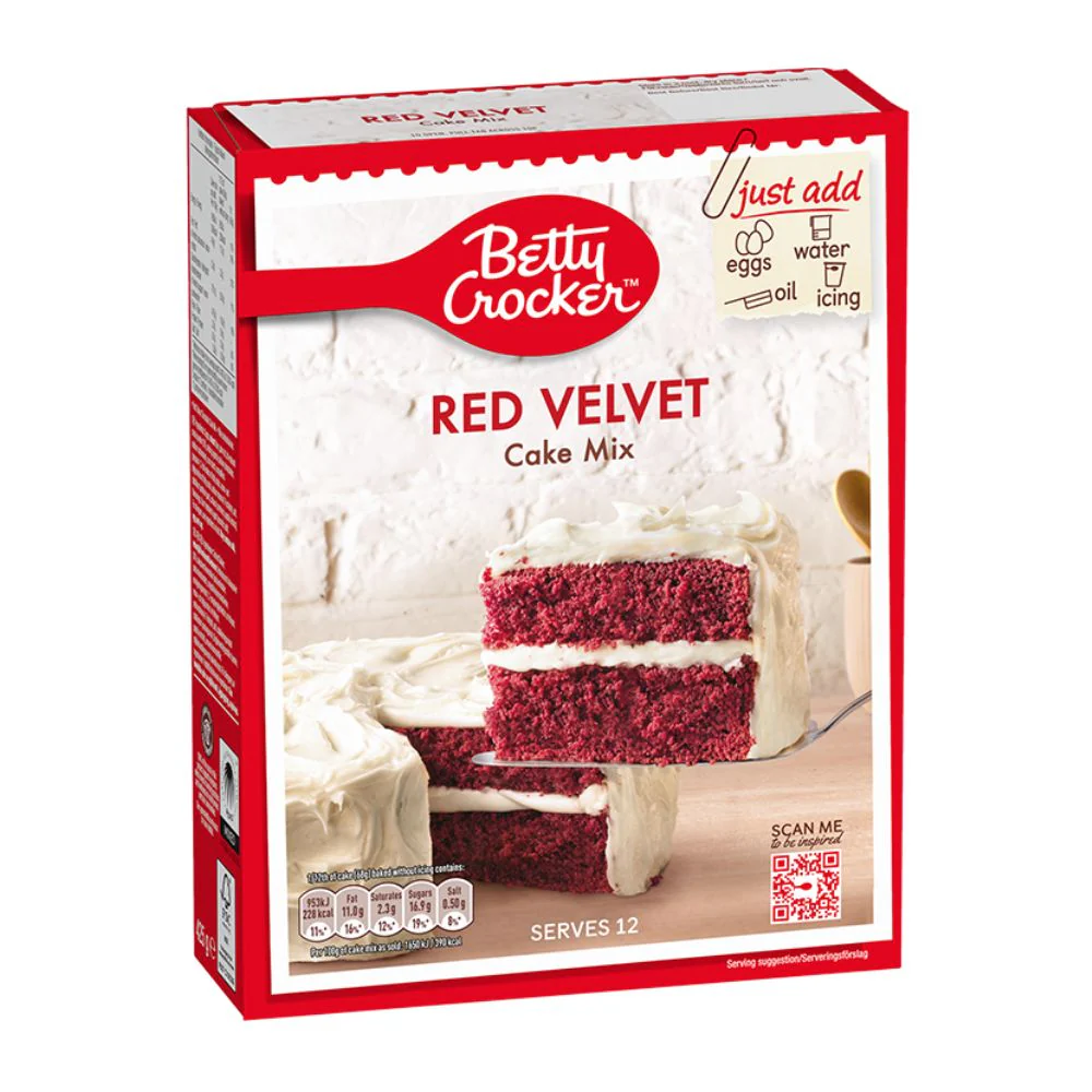 Betty Crocker Red Velvet Cake Mix, preparato a crema e cioccolato per Red Velvet da 425g