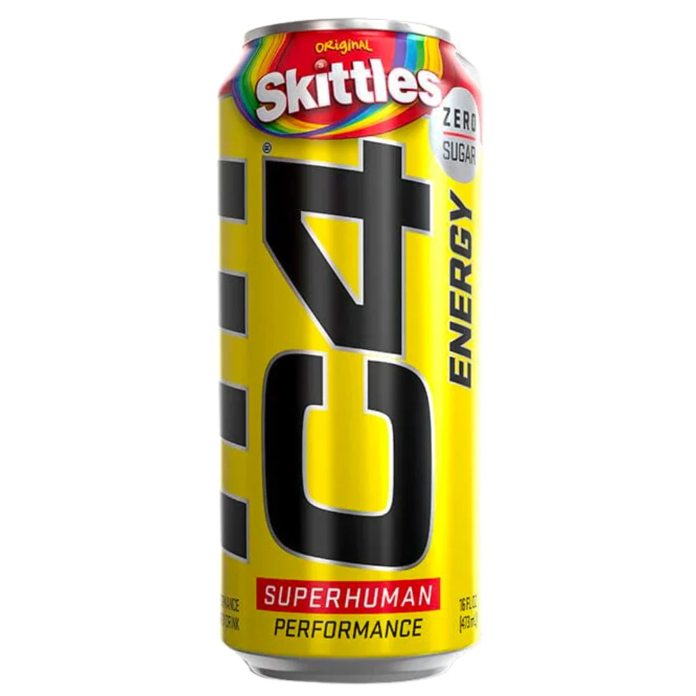 Original Skittles C4 Energy Superhuman, energy drink al gusto di Skittles da 473ml