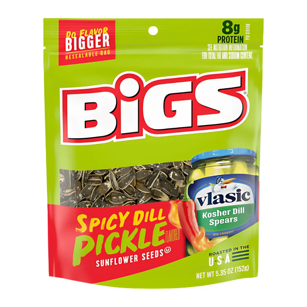 Bigs Sunflower Seeds Spicy Dill Pickle, semi di girasole al gusto di cetriolo sottoaceto piccante da 152g
