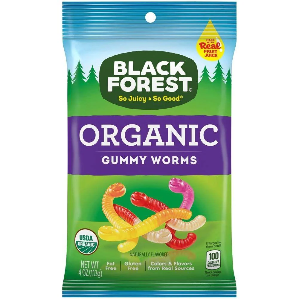 Black Forest Organic Worms, caramelle gommose alla frutta da 127g