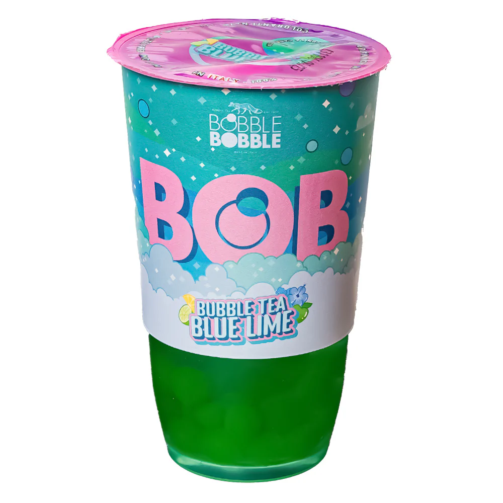 Bob Bubble Tea Blue Lime , bubble tea al gusto di limone e mela 360ml