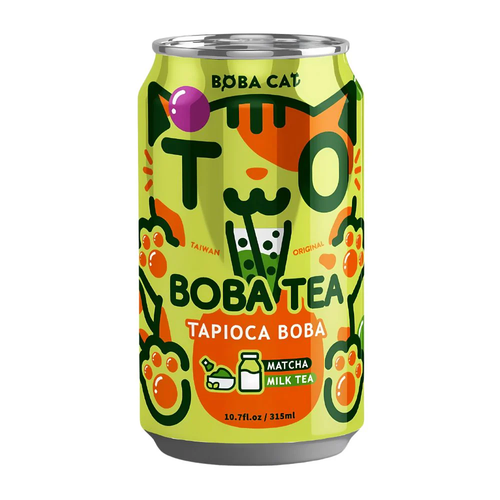 Boba Cat Matcha and Milk Tea, bubble tea al matcha da 315ml