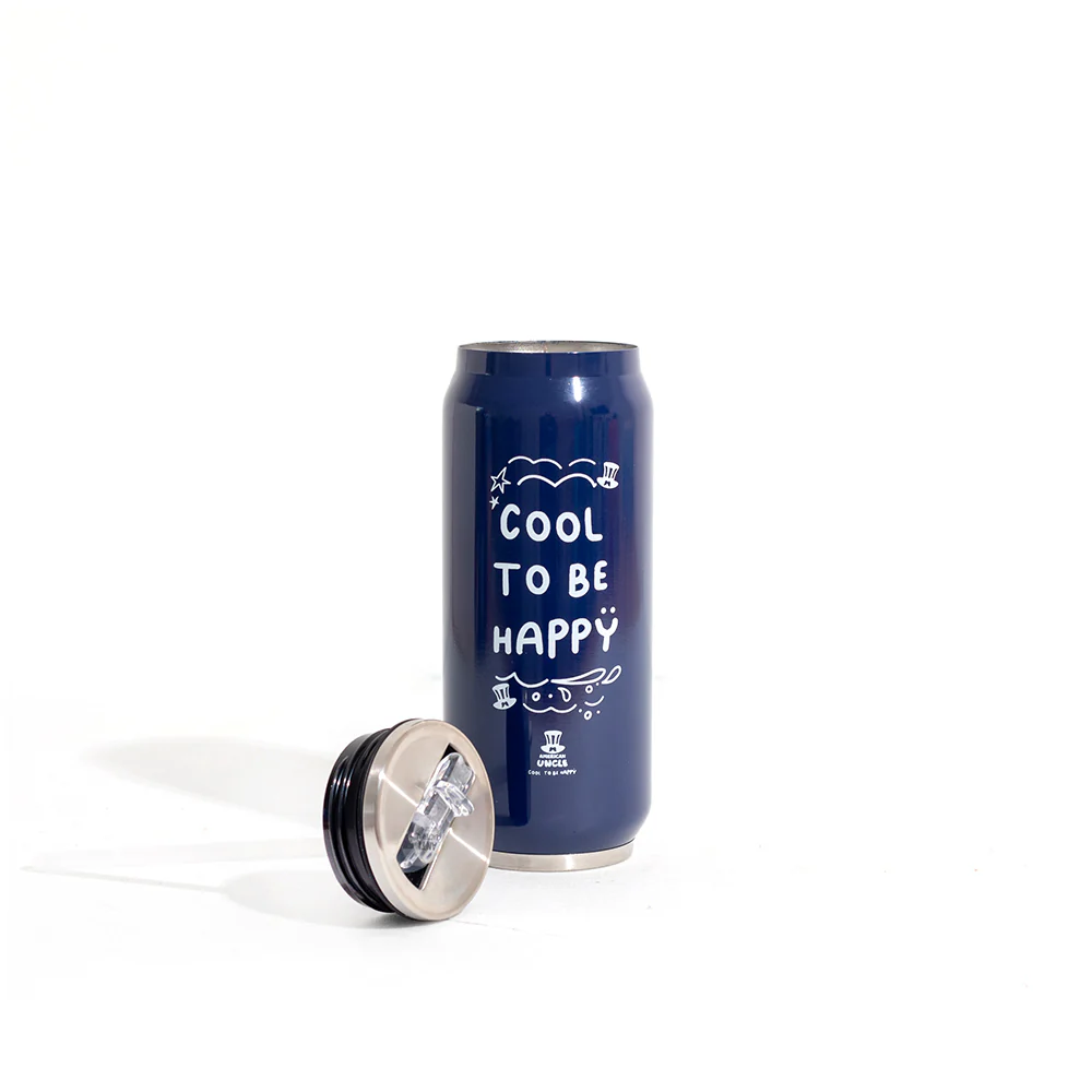 Borraccia Cool to be Happy, borraccia in acciaio blu da 500ml con cannuccia antibatterica integrata - Image 4