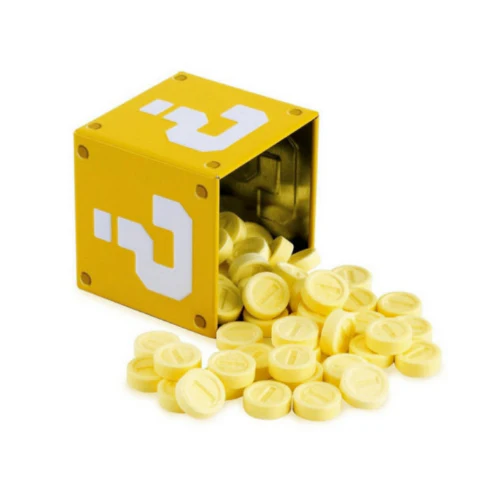 Boston America Super Mario Coin Candy, confezione di caramelle alla frutta nel formato cubo misterioso di Super Mario da 17g