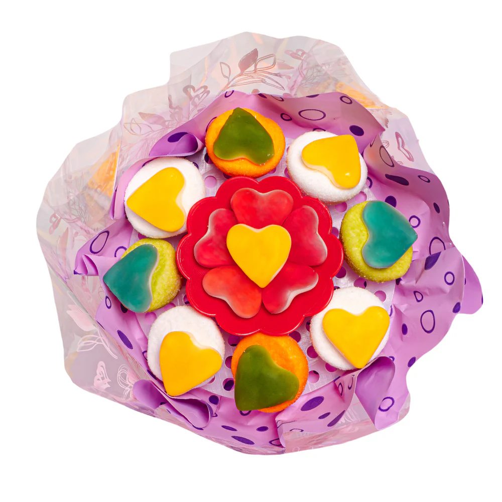 Wunnie Gummy Bouquet, bouquet di caramelle gommose e marshmallow misti 162g - Image 2