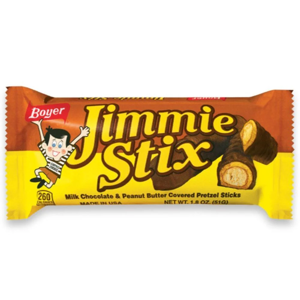 Boyer Jimmie Stix, pretzel ricoperto da cioccolato e burro d'arachidi da 51g