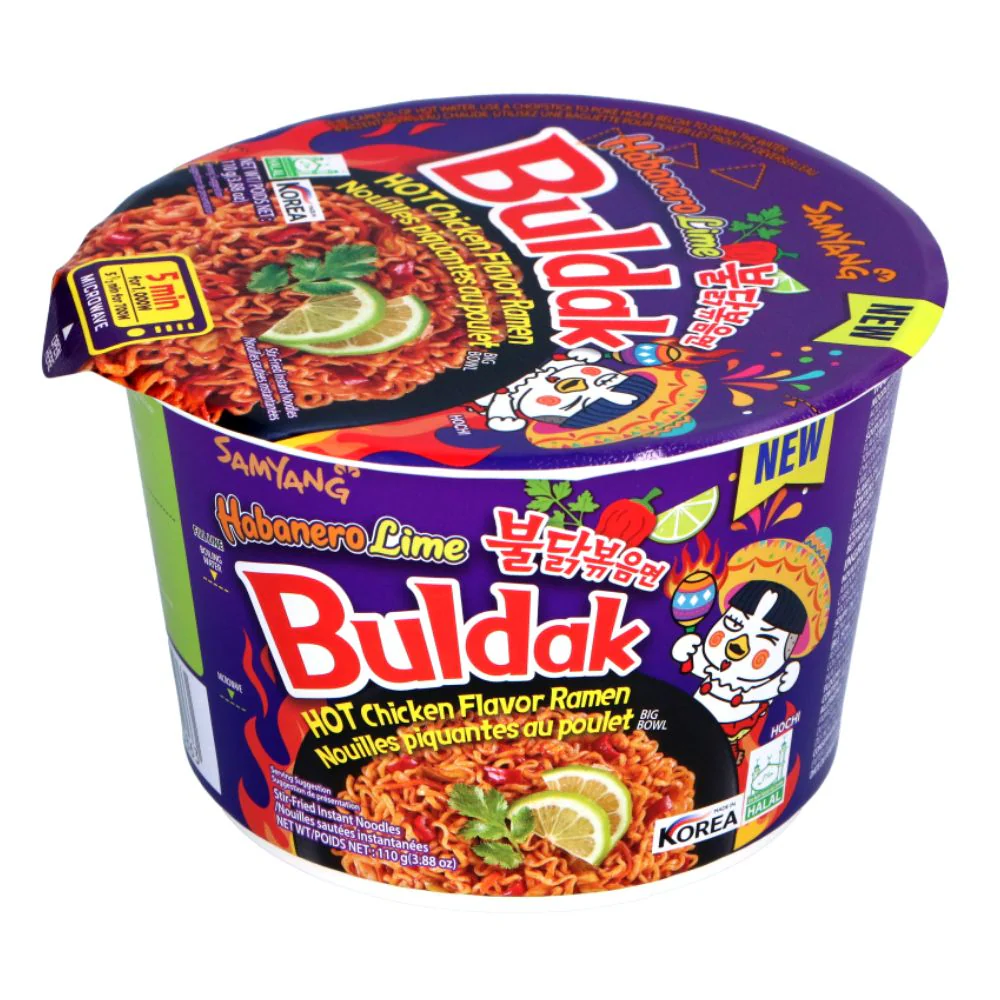 Samyang Buldak Habanero Lime Hot Chicken Flavor Ramen, noodles piccanti al gusto di habanero e lime da 110g