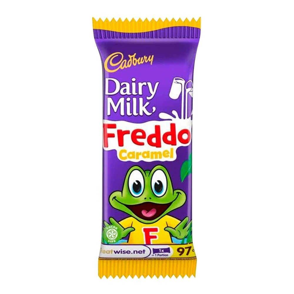 Cadbury Dairy Milk Freddo Caramel, barretta al cioccolato ripiena al caramello da 19.5g