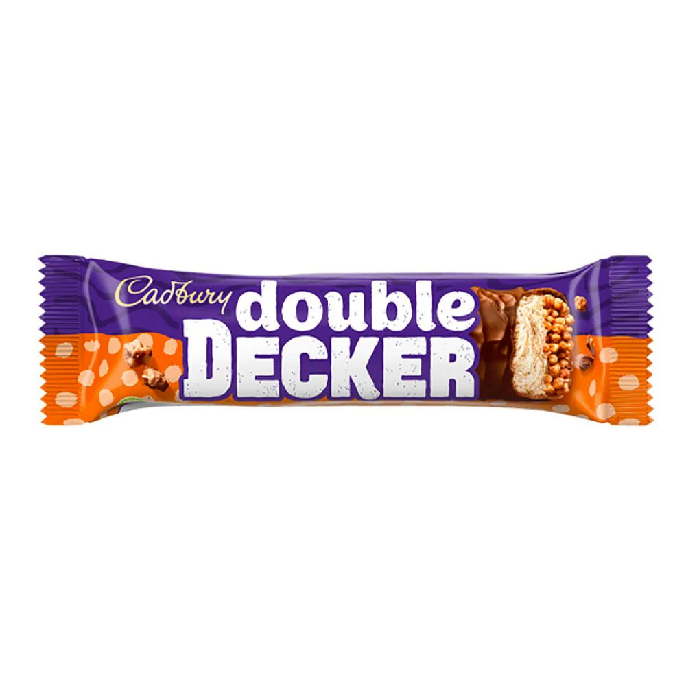 Cadbury Double Deker, barretta di cioccolato ripiena di torrone e cereali croccanti da 54.5g