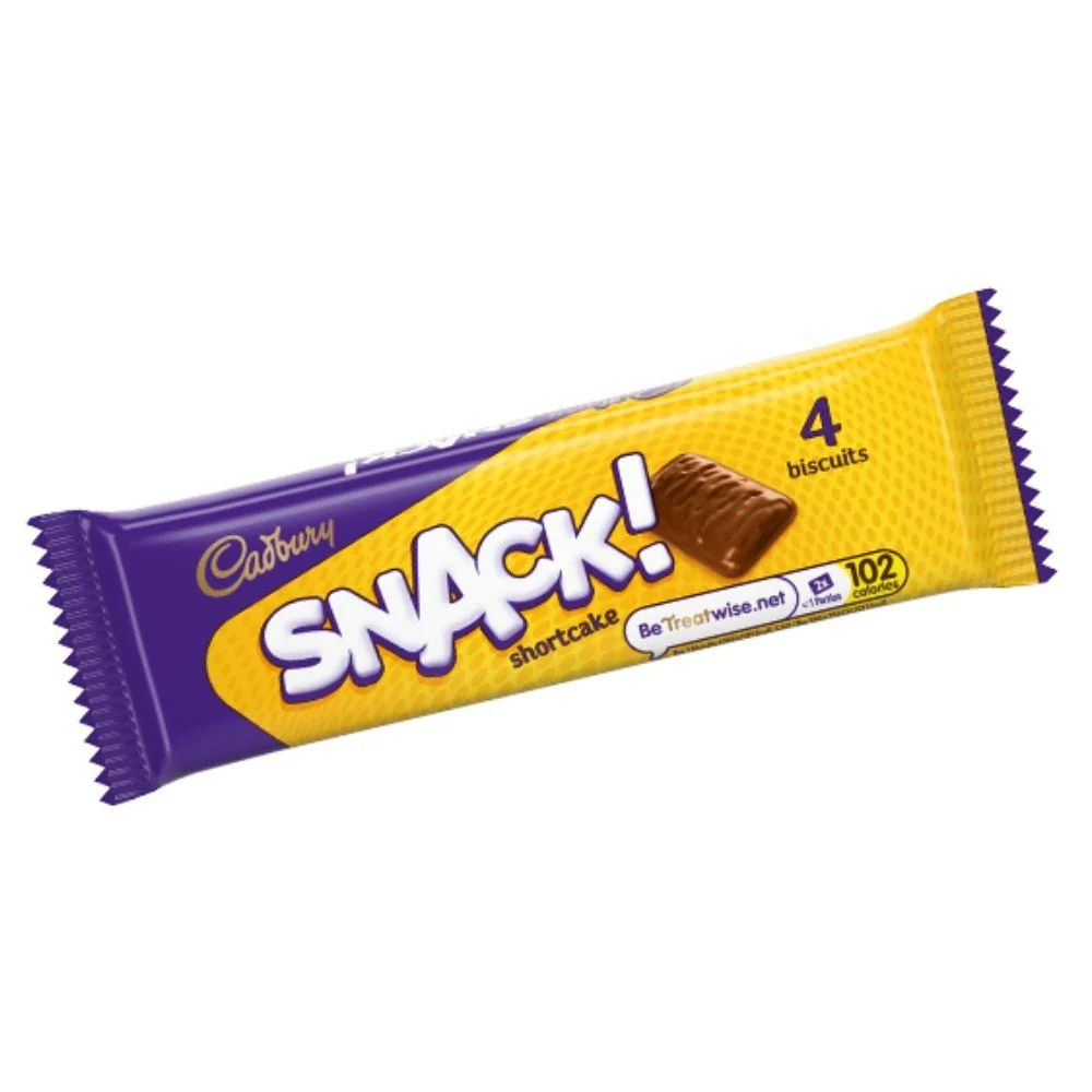 Cadbury Snack Shortcake, barretta di cioccolato al latte da 40g