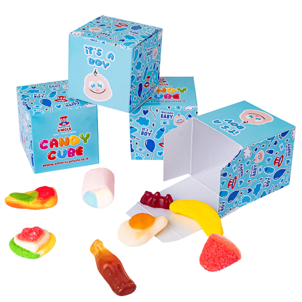 Candy Cube Kit "Party", scatoline di caramelle gommose da 50g ideali come gadget di fine festa (25, 50 o 75 pz) - Image 6