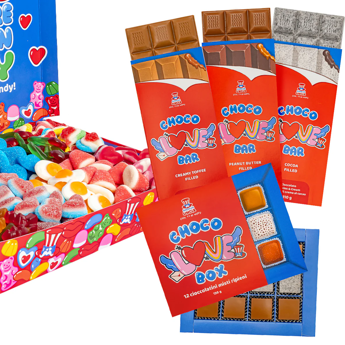 Candy Love Box + Choco Love Box + 3 Choco Love Bar