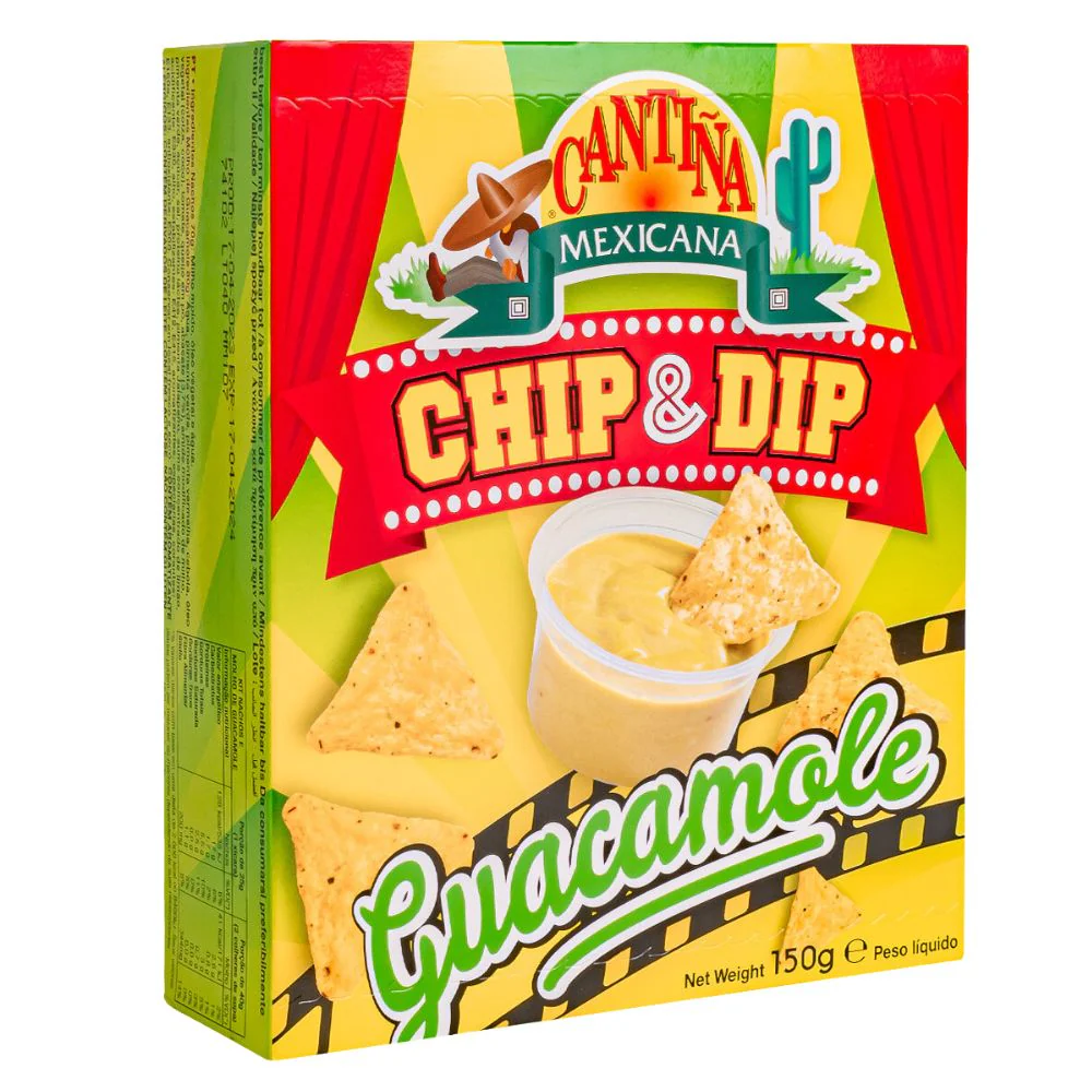 Cantina Mexicana Chip & Dip Guacamole, nachos con salsa guacamole da 150g