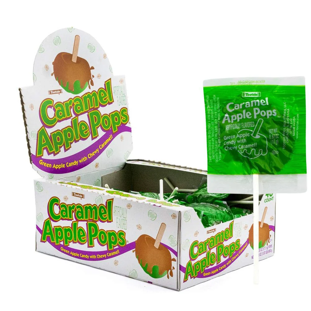 Caramel Apple Pop, lecca lecca al gusto di mela caramellata da 17.7g (confezione da 48)
