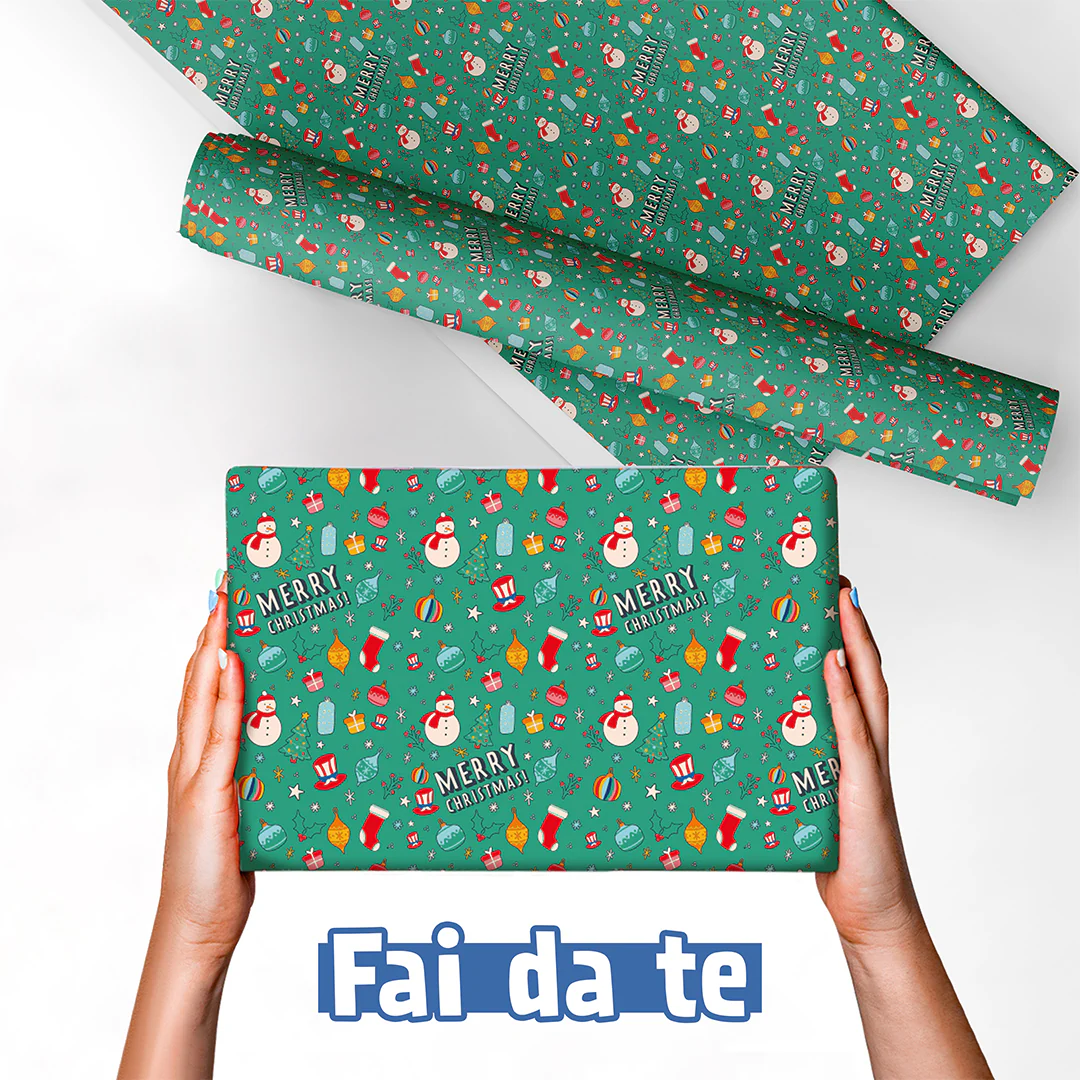 Carta regalo con fantasia natalizia, 1 foglio da 68x98cm