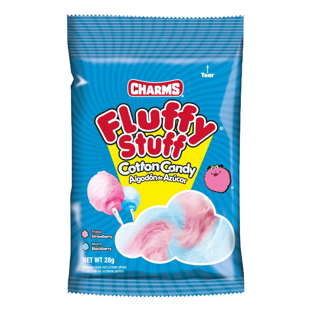 Charms Fluffy Stuff Cotton Candy, zucchero filato alla frutta da 28g