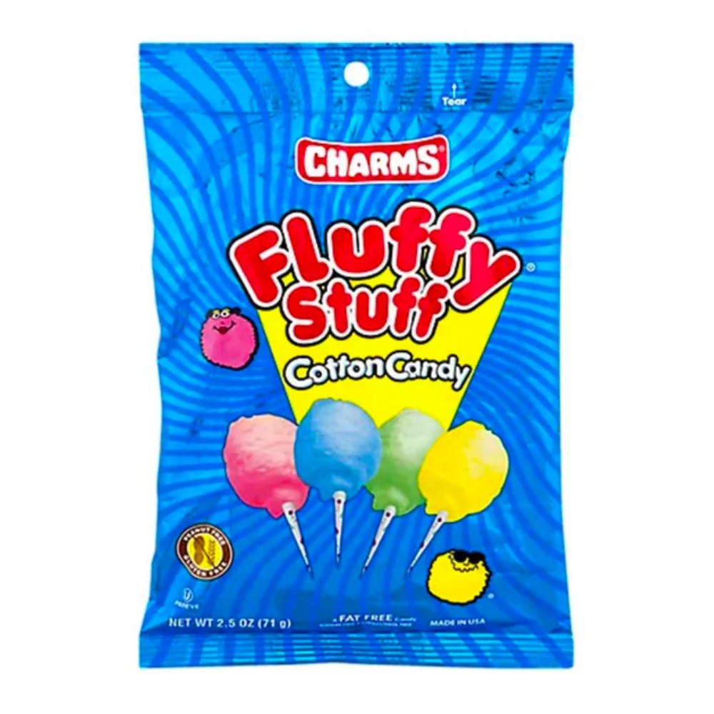 Charms Fluffy Stuff Cotton Candy Big Bag, zucchero filato alla frutta da 71g