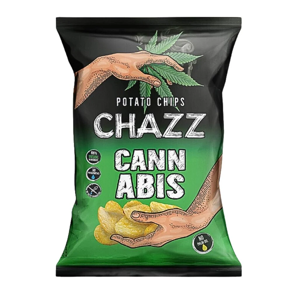 Chazz Potato Chips Hemp and Japaleno, patatine piccanti al gusto di cannabis e jalapeno da 130g