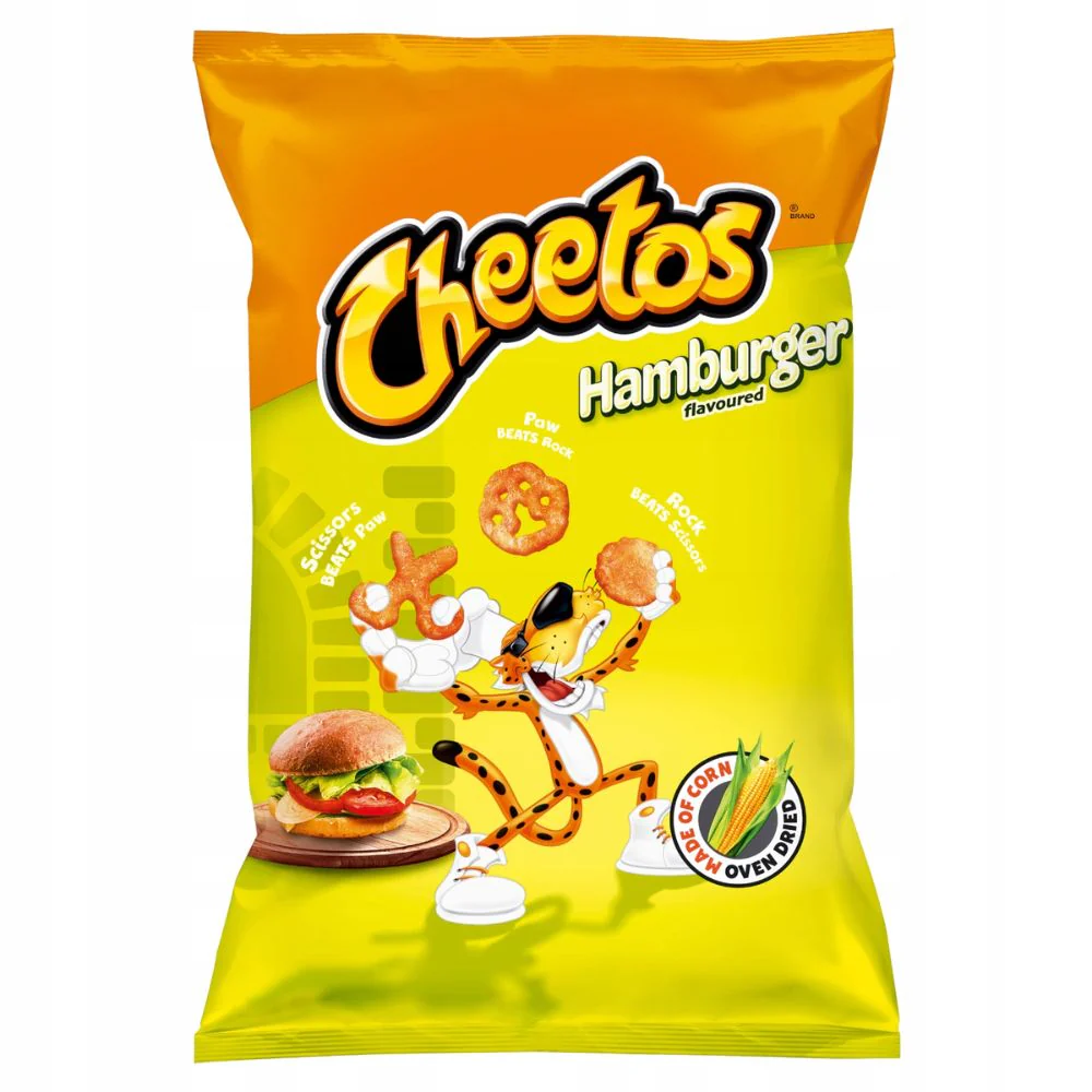 Cheetos Rock Paw Scissors Hamburger, patatine al gusto di hamburger da 145g