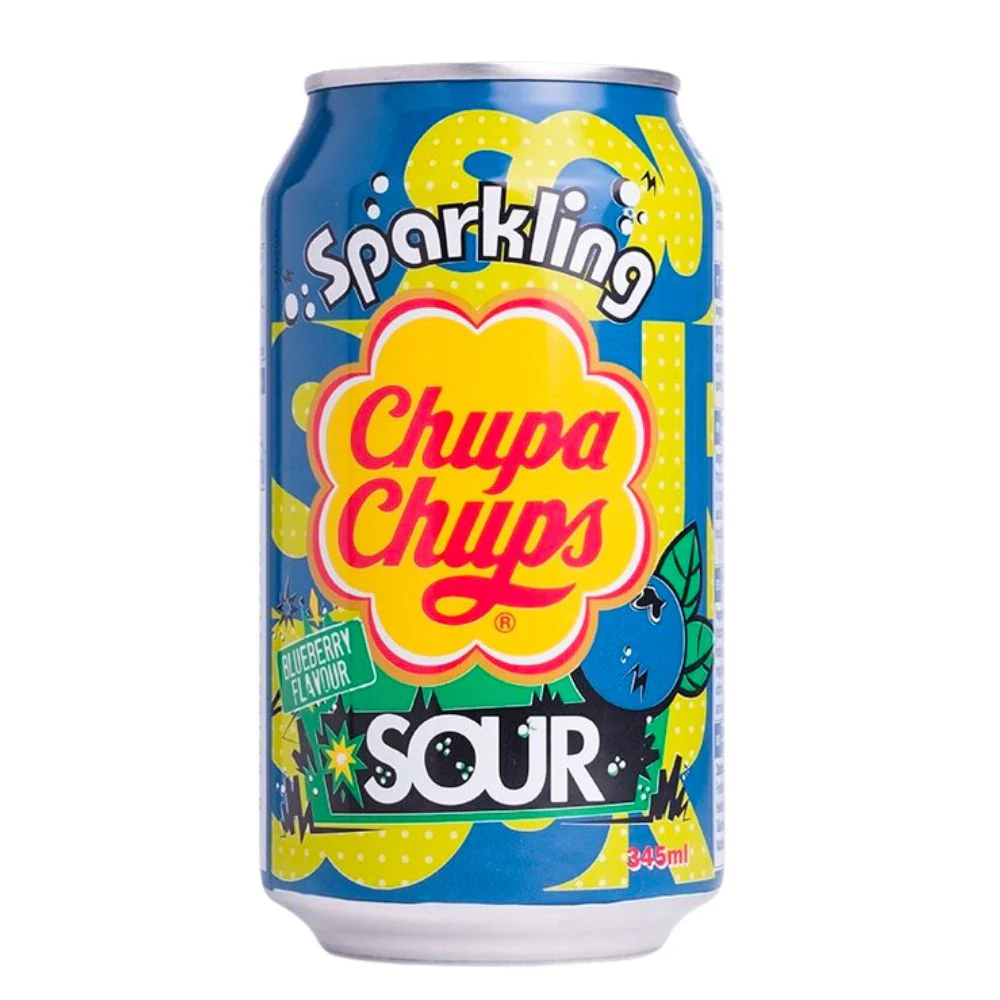 Chupa Chups Sparkling Blueberry Sour, bevanda aspra ai mirtilli da 345ml