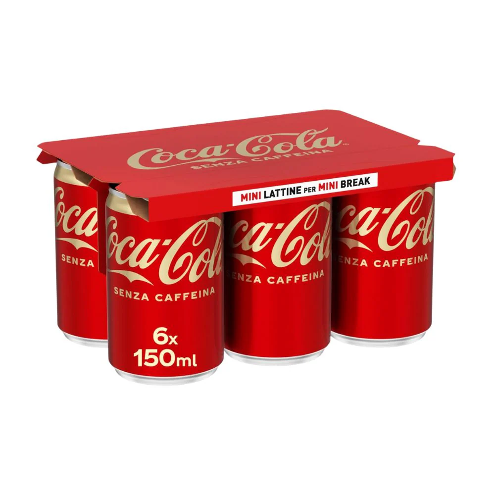 Coca-Cola Senza Caffeina Mini, 6 lattine di Coca-Cola senza caffeina da 150ml