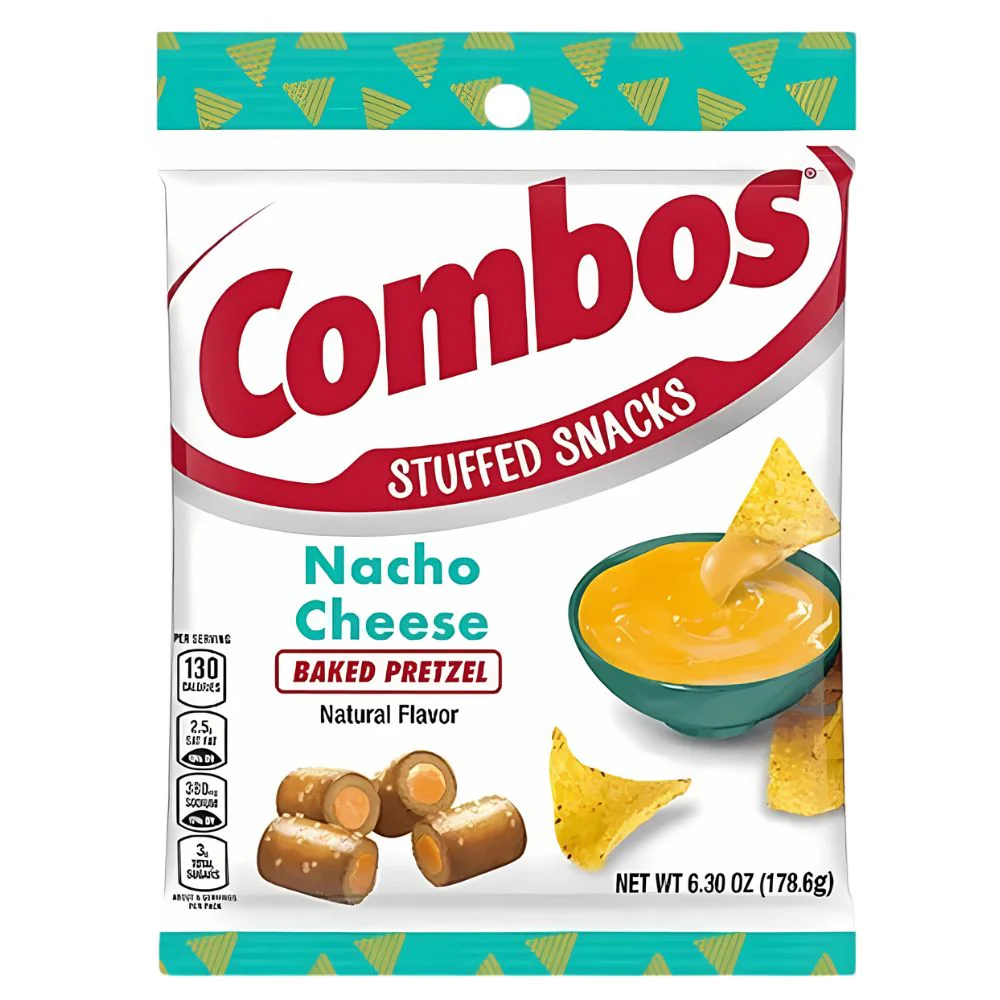 Combos Nacho Cheese Pretzel, pretzel al gusto di salsa al formaggio da 178g