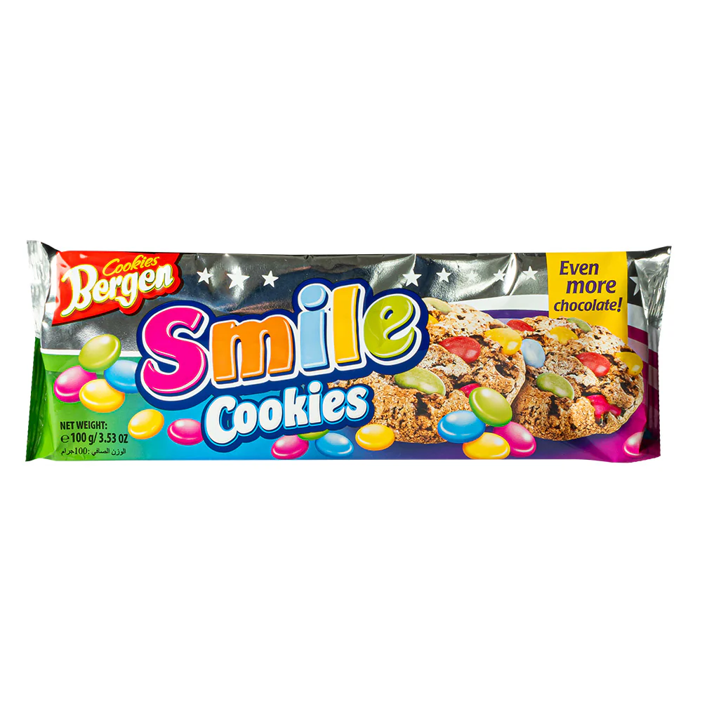Cookies Bergen Chocolate Chip Smile, biscotti con confetti al cioccolato da 100g