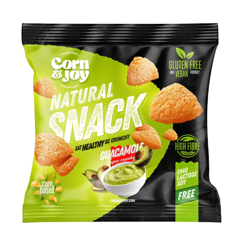 Corn & Joy Natural Snack Guacamole, snack di mais al gusto Guacamole da 40g