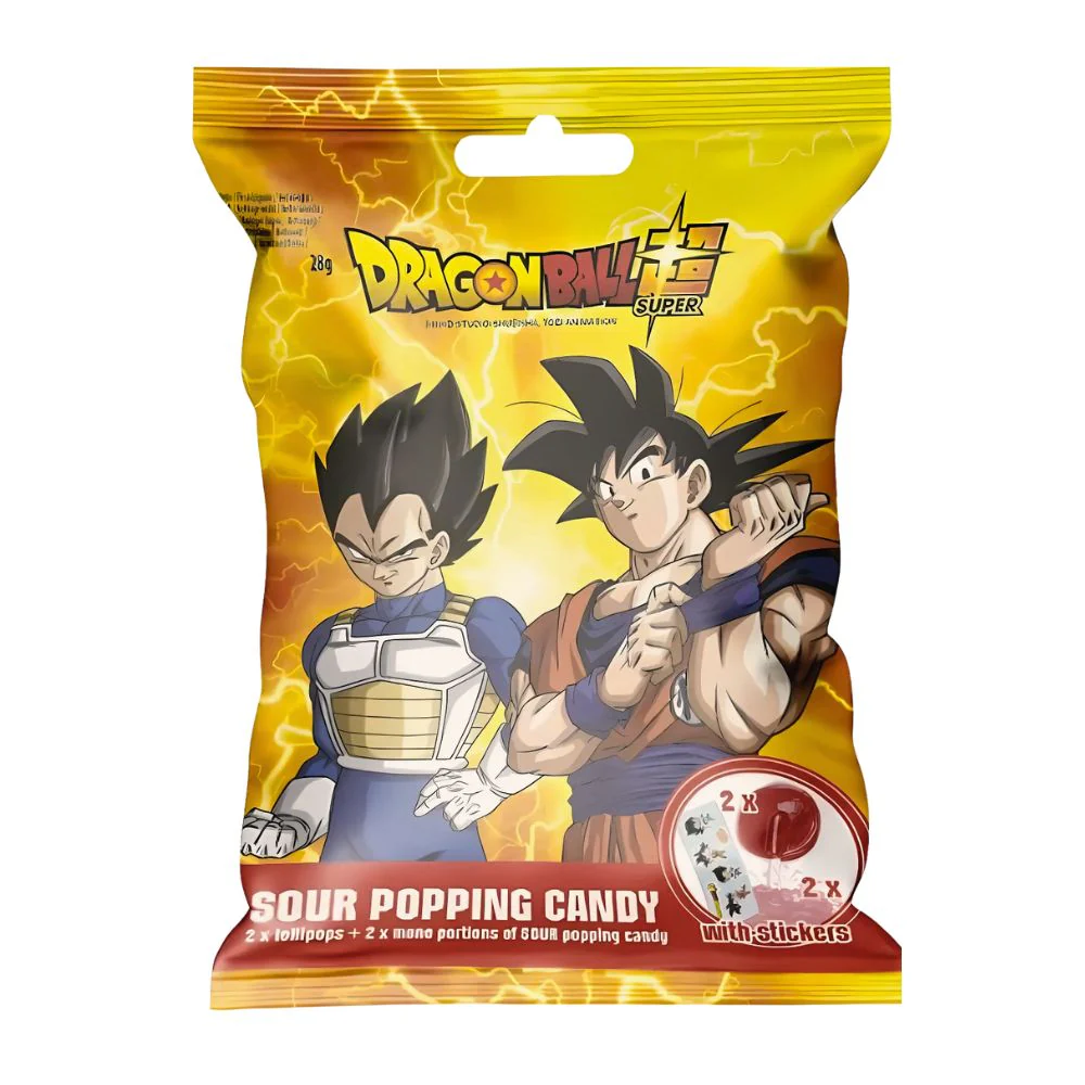 Dragon Ball Sour Popping Candy, lecca lecca al gusto di fragola da 28g