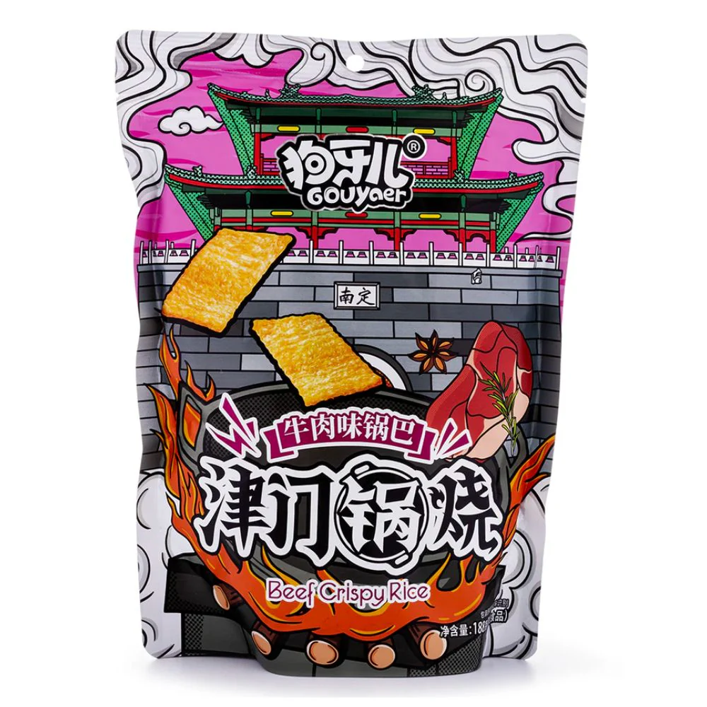 Gouyaer Beef Crispy Rice BBQ, crackers al gusto bbq da 188g
