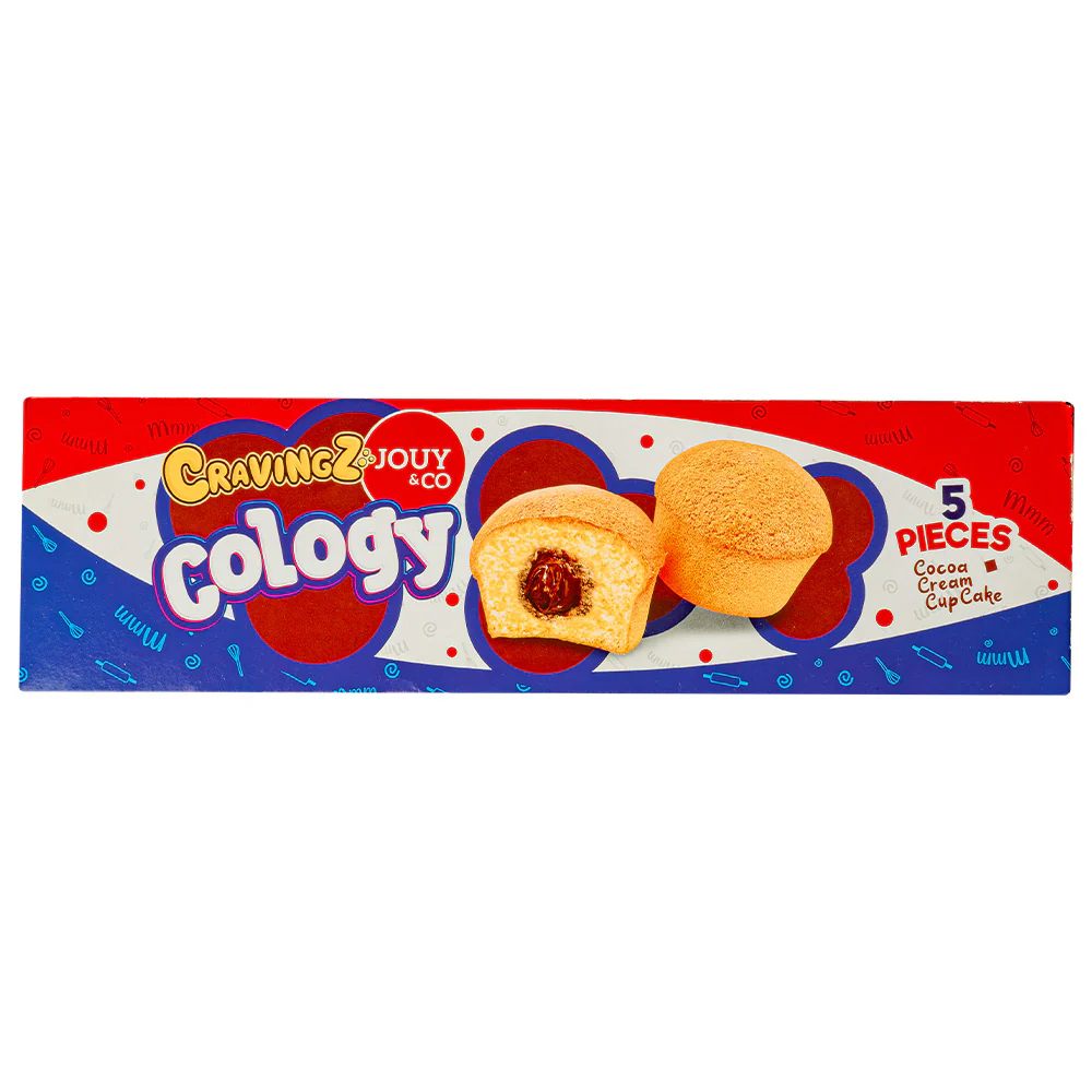 Jouy&Co Cravingz Cology Cocoa Cupcake, 5 mini tortine ripiene di crema al cioccolato da 25g