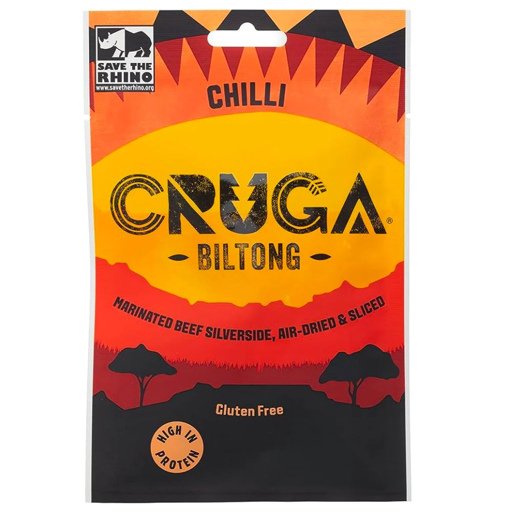 Cruga Beef Biltong Chilli, carne secca piccante da 25g
