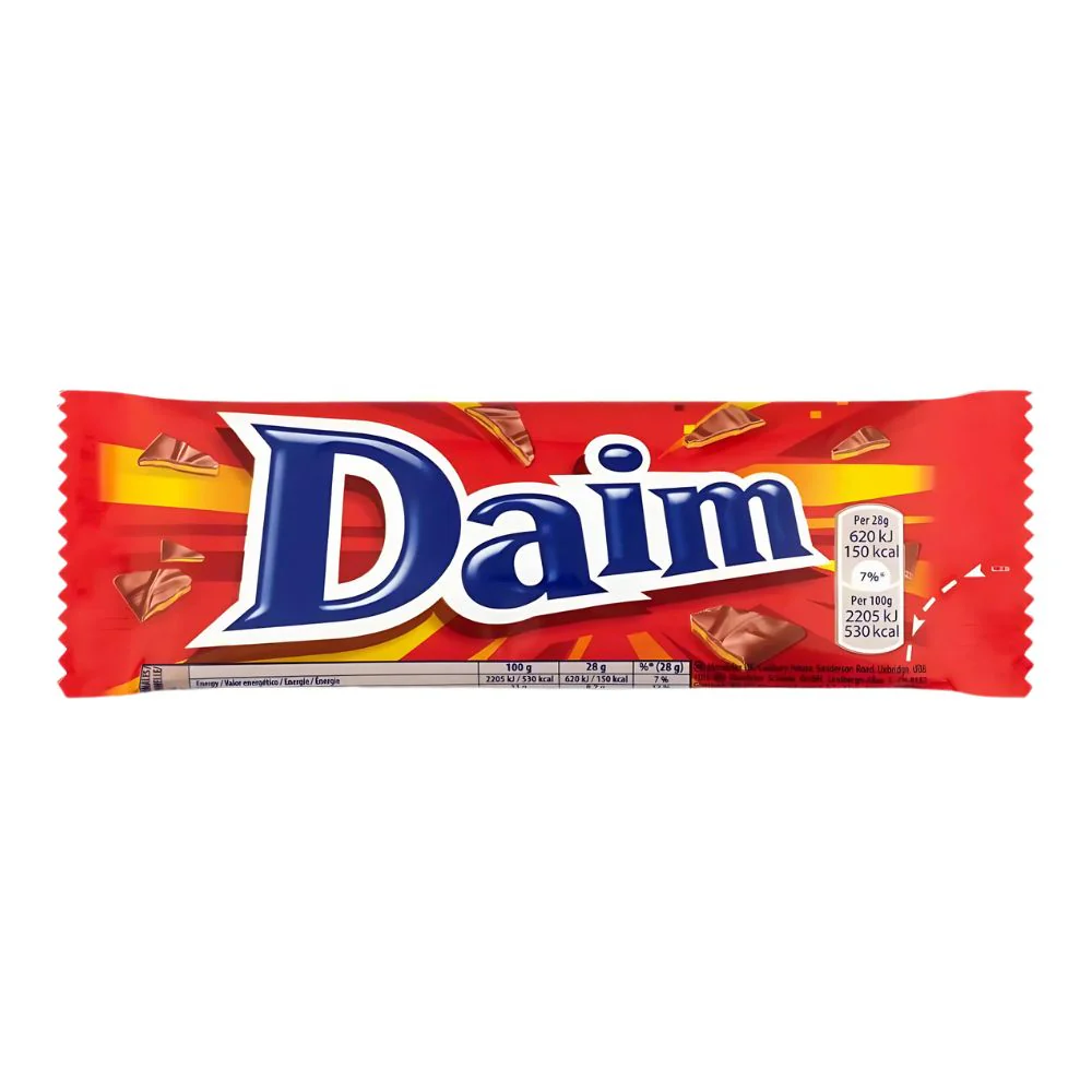 Daim, barretta di cioccolato al latte ripieno con caramello alle mandorle da 28g