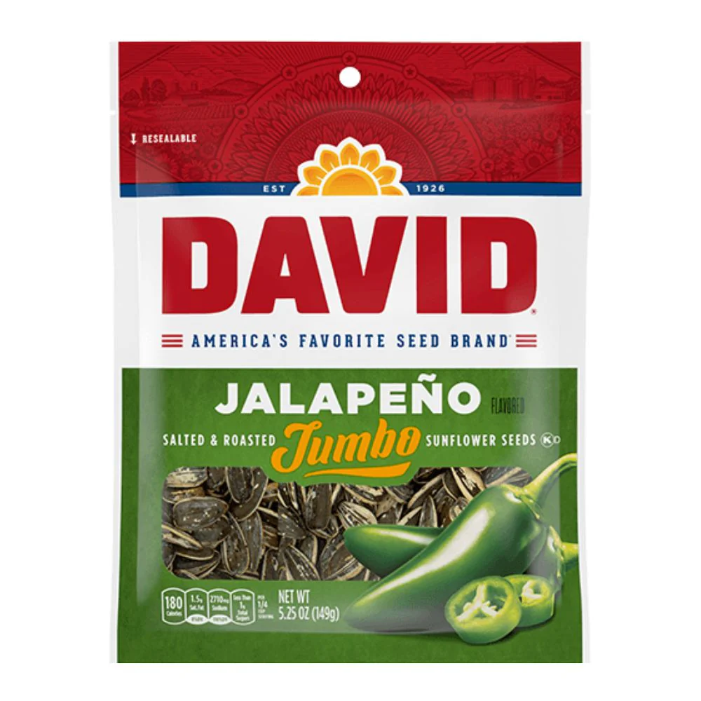 David Jumbo Jalapeno Salsa Sunflower Seeds, semi di girasole al gusto di Jalapeno da 149g