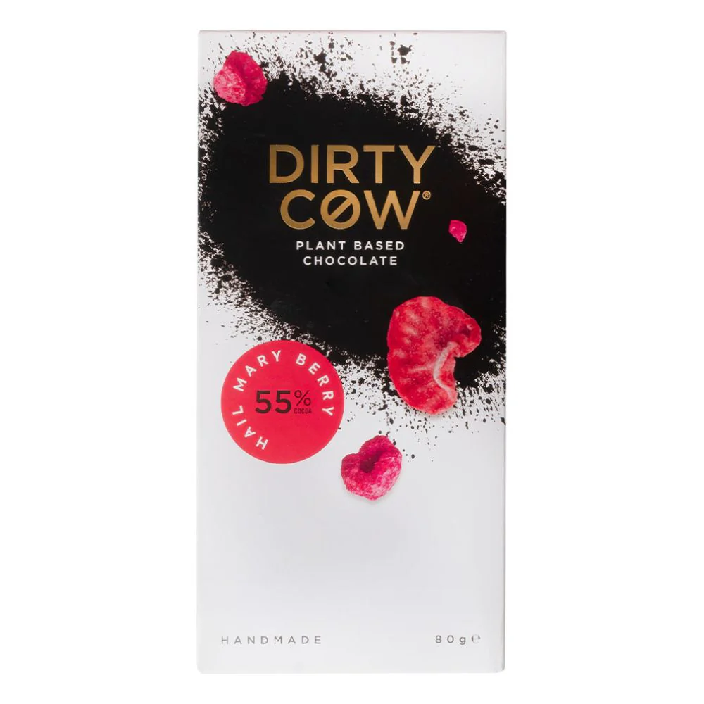 Dirty Cow Plant Based Chocolate with Berry, barretta al cioccolato con fragole e lamponi da 80g