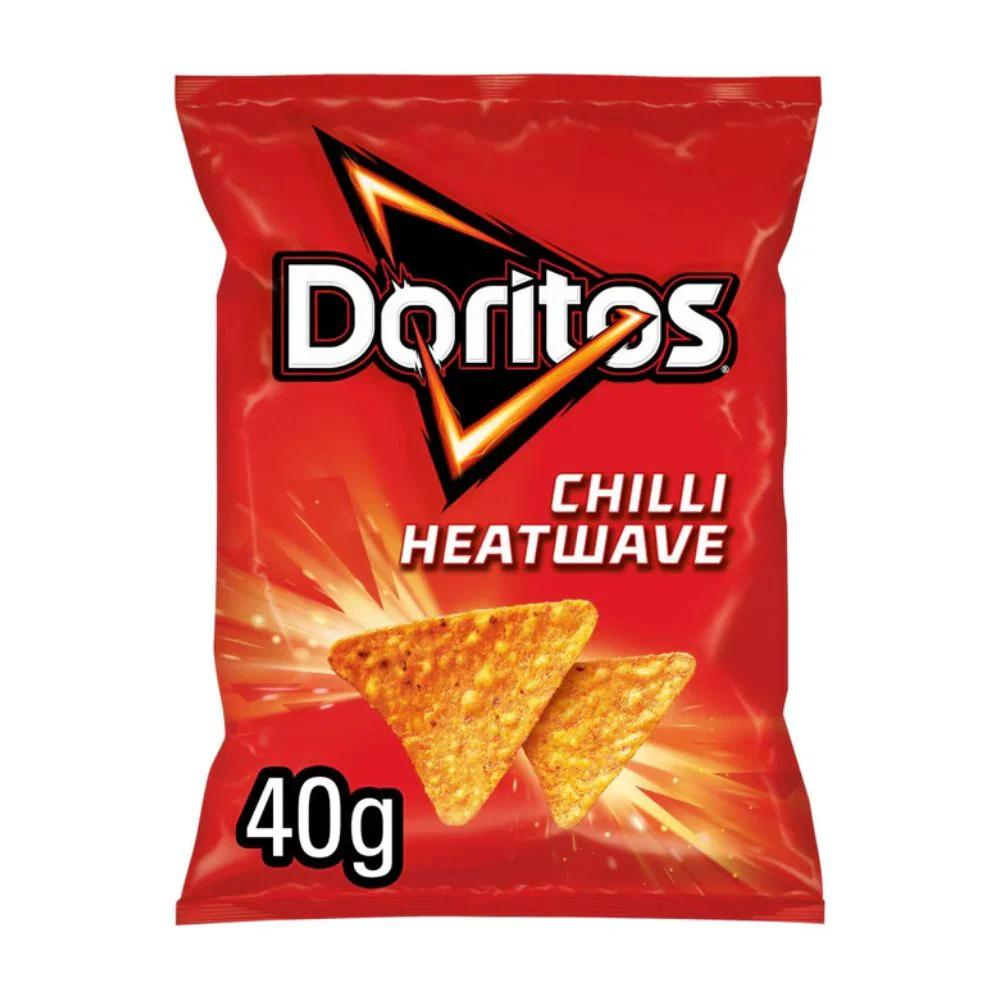 Doritos Chilli Heatwave, nachos al formaggio leggermente piccanti da 40g