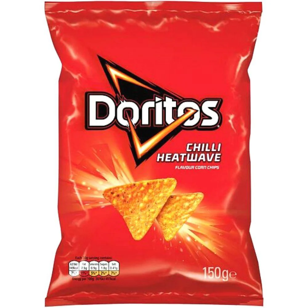 Doritos Chilli Heatwave, nachos al formaggio leggermente piccanti da 150g