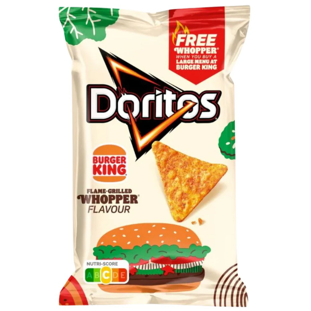Doritos Flame-Grilled Whopper Flavour Burger King, patatine al gusto di Whopper grigliato da 100g