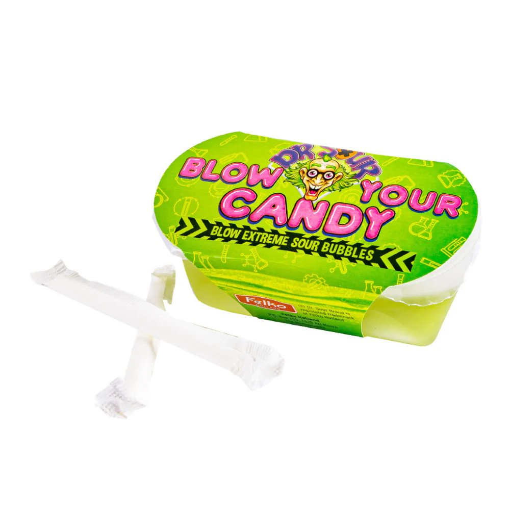 Dr. Sour Blow Your Candy, caramella slime con cannuccia da 40g